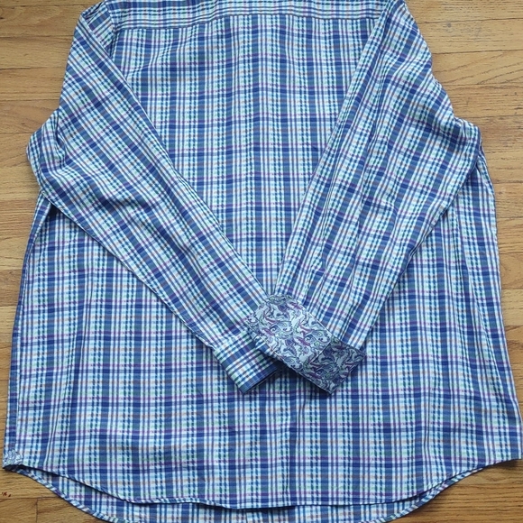 Robert Graham Classic Fit Check Plaid Button Front Shirt 2XLT Paisley Flip Cuffs - Picture 3 of 11